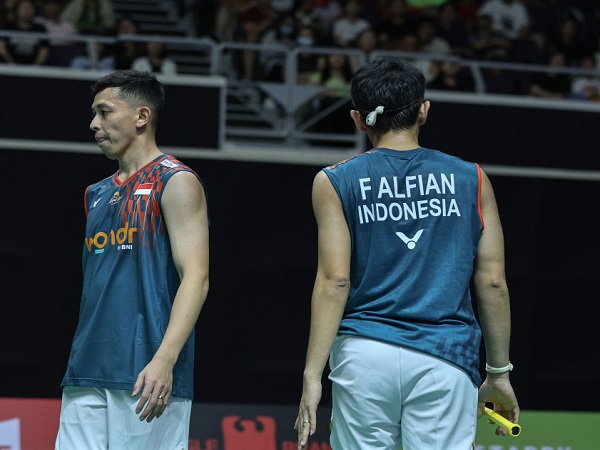 Fajar Alfian dan Muhammad Rian Ardianto minta maaf usai kalah dari Kim/Rasmussen.