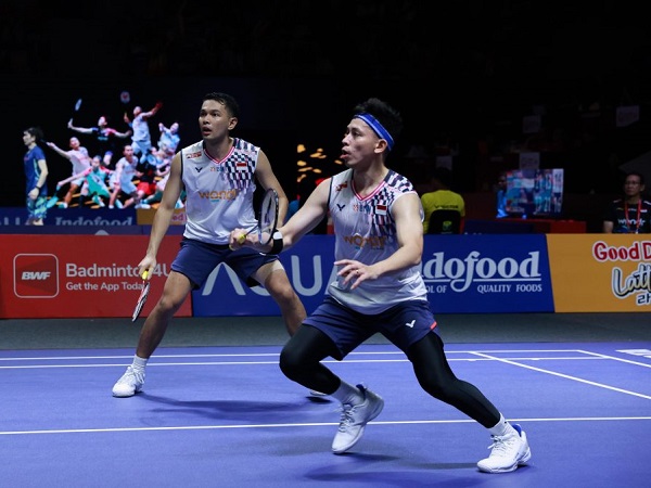 Fajar/Rian bersyukur bisa tembus semifinal Indonesia Open 2025.