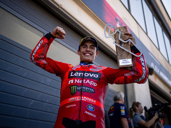 Marc Marquez lega bisa menangi GP Aragon dengan baik.