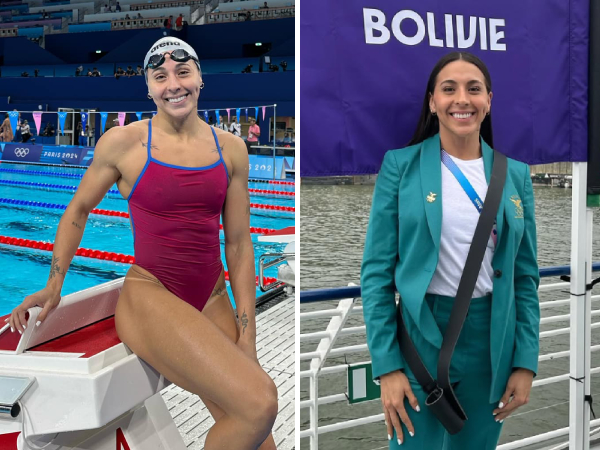 Gara-gara doping, perenang Maria Jose Ribera yang membawa bendara negara saat pembukaan , dilarang lanjut bertanding di Olimpiade Paris 2024. (Foto: Instagram)