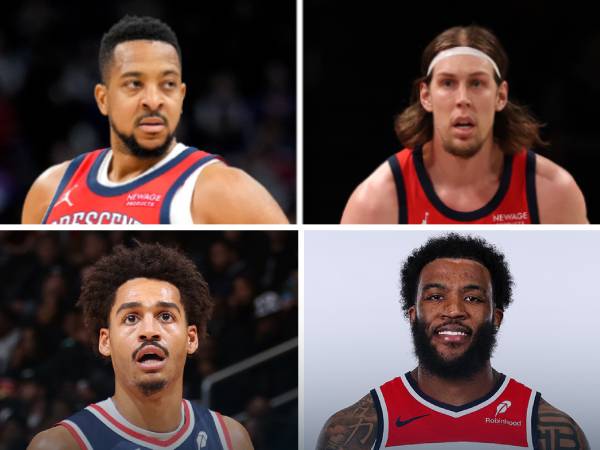 Empat pemain yang terlibat dalam pertukaran Pelicans dan Wizards: CJ McCollum, Kelly Olynyk, Jordan Poole dan Saddiq Bey. (Foto: AP)