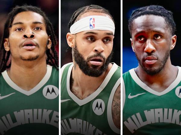 Dari kiri ke kanan: Kevin Porter Jr, Gary Trent Jr, dan Taurean Prince. (Foto: AP)