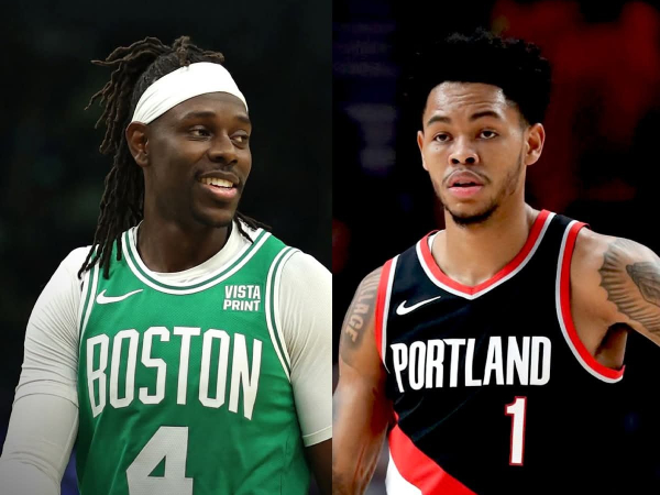 Jrue Holiday (kiri) dan Anfernee Simons. (Foto: AP)