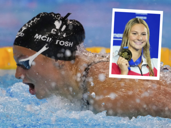Summer McIntosh mencatatkan waktu 2:06.69 untuk merebut gelar 200 meter gaya ganti perorangan putri. (Foto: AP)