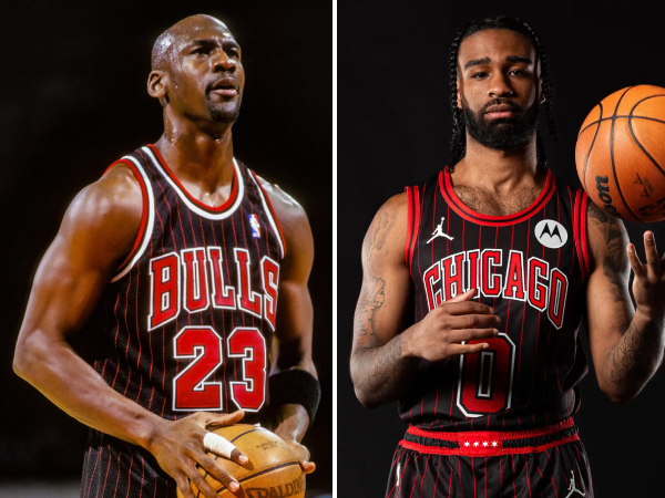 Michael Jordan (kiri) dan Coby White. (Foto: X.com)
