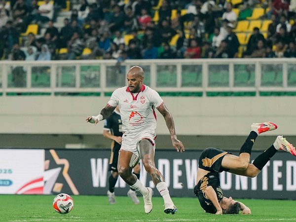 Penyerang Malut United, David da Silva di laga kontra Dewa United FC