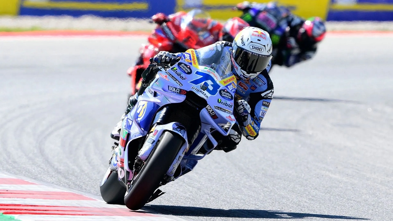 Alex Marquez sumringah bisa raih kemenangan manis di GP Catalunya.