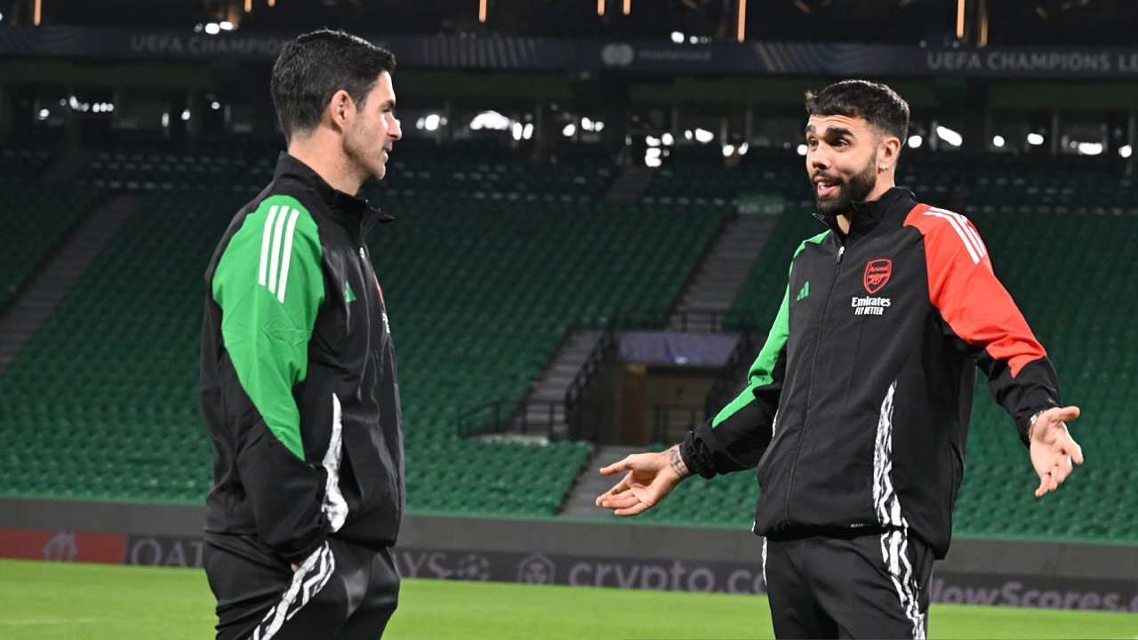 Mikel Arteta dan David Raya