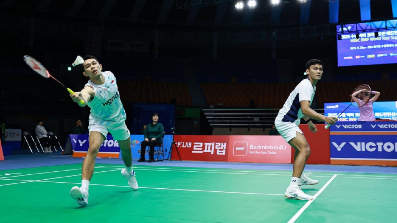 Fajar/Fikri melesat dengan mulus ke babak perempat final Korea Open 2025.