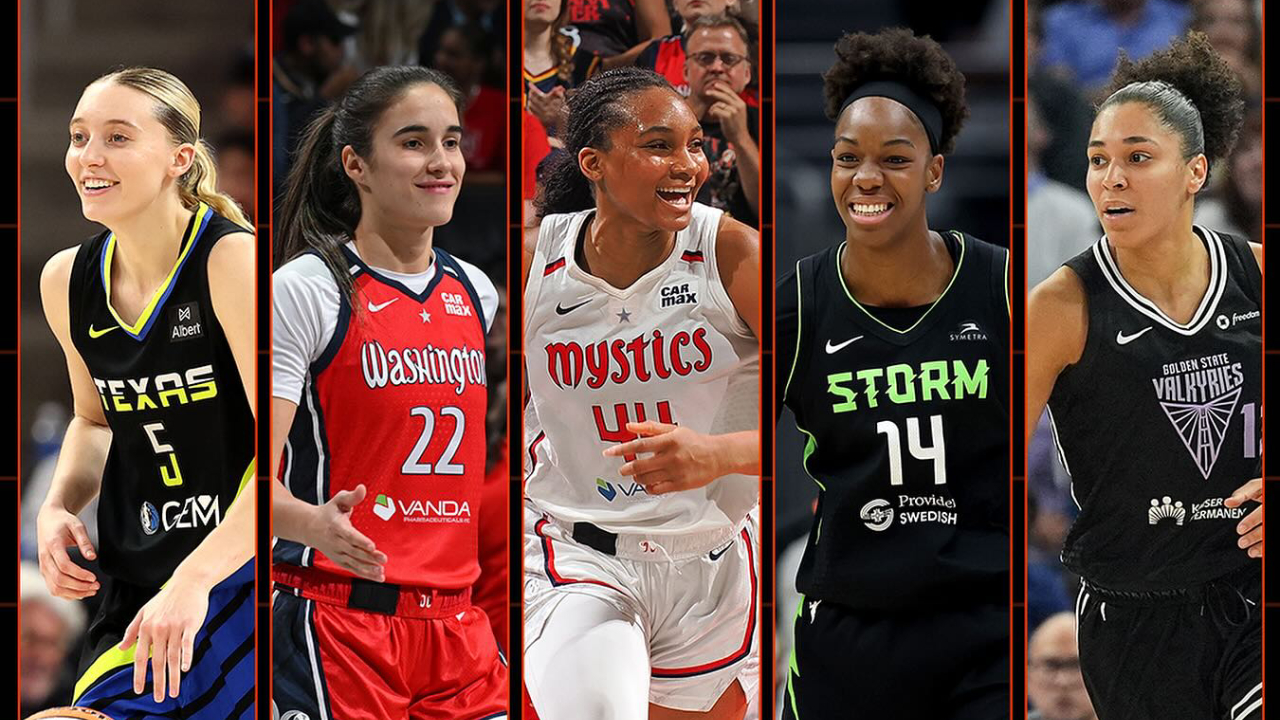 Tim All-Rookie WNBA Musim 2025: Paige Bueckers, Sonia Citron, Kiki Iriafen, Dominique Malonga dan Janelle Salaun. (Foto: X)