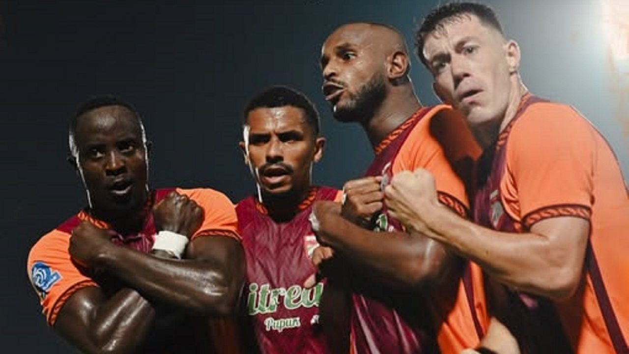Pemain Borneo FC merayakan gol ke gawang Persija Jakarta