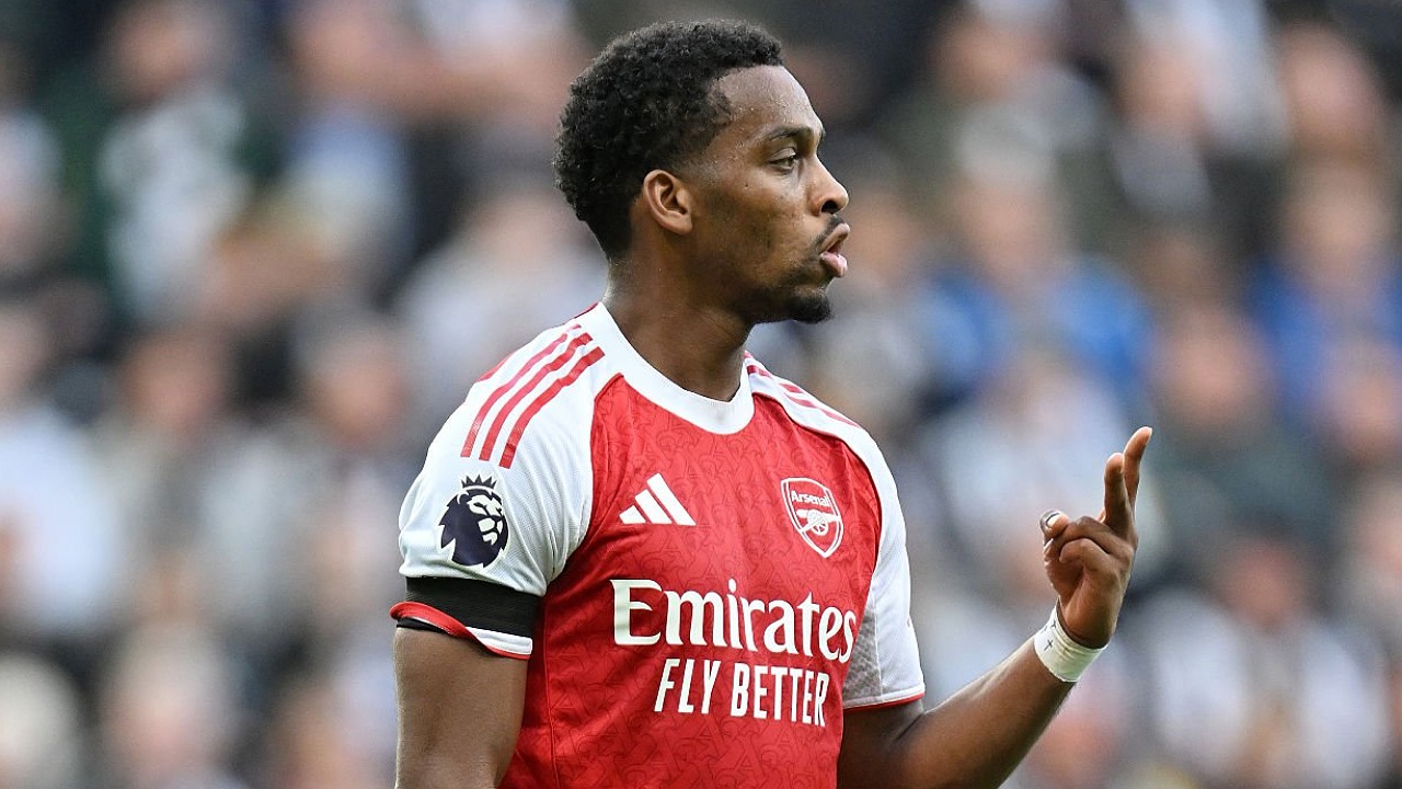 Bek Arsenal, Jurrien Timber. (Foto: Stuart MacFarlane/Getty Images)