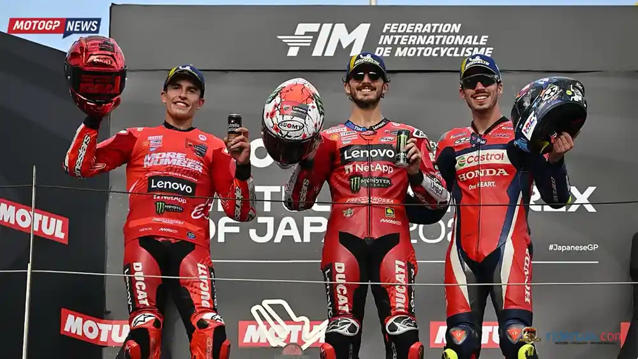 Marc Marquez, Francesco Bagnaia dan Joan Mir meraih podium di MotoGP Jepang