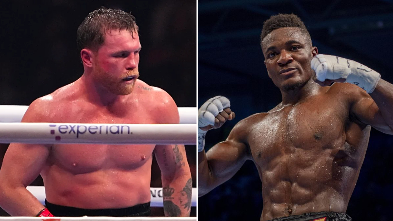 Canelo Alvarez (kiri) dan Christian Mbilli. (Foto: Fight TV)