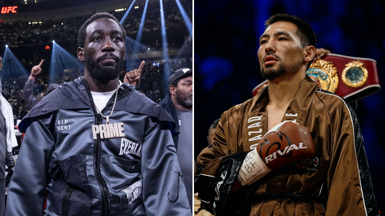 Terence Crawford (kiri) dan Janibek Alimkhanuly. (Foto: Fight TV)