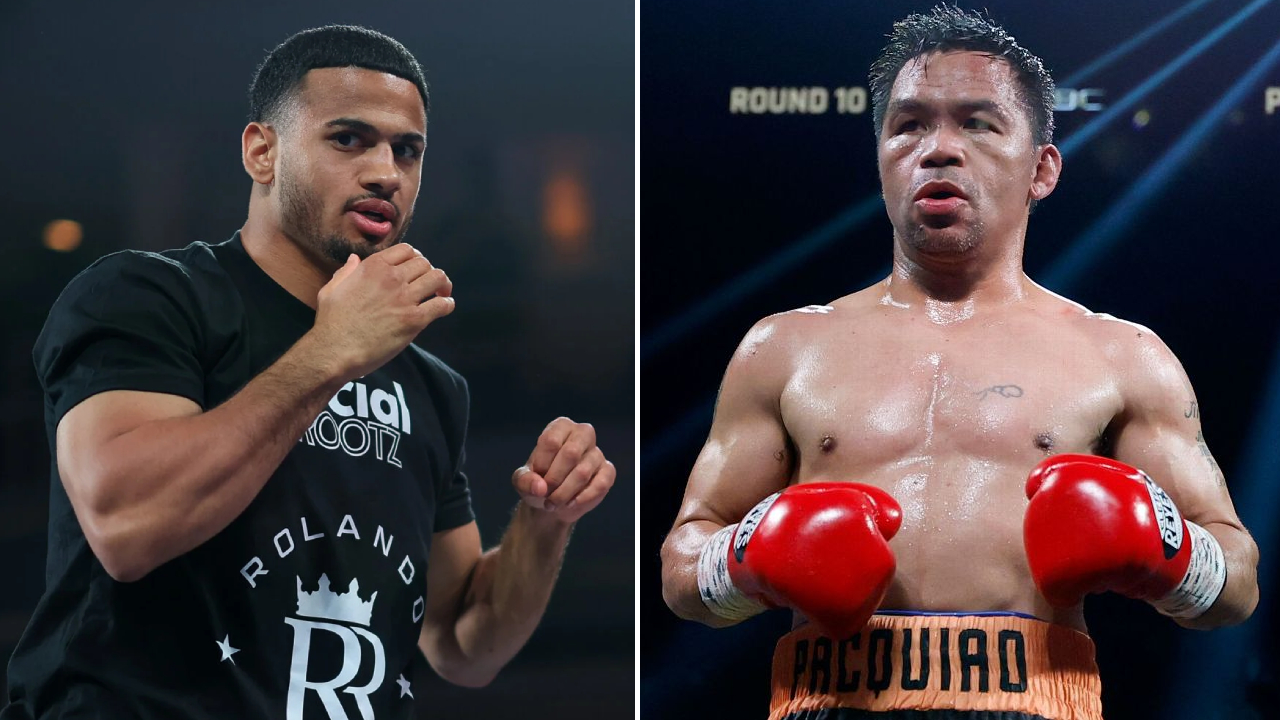 Manny Pacquiao (kanan) dan Rolando Romero. (Foto: Fight TV)