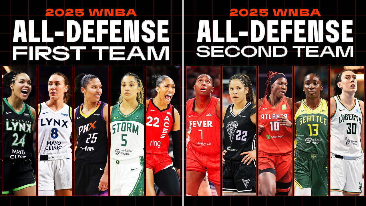 Inilah deretan All-Defensive First Team WNBA 2025 (Napheesa Collier, Alanna Smith, Alyssa Thomas, Gabby Williams, dan A’ja Wilson,) dan All-Defensive Second Team WNBA 2025 (Aliyah Boston, Veronica Burton, Rhyne Howard, Ezi Magbegor, dan Breanna Stewart).