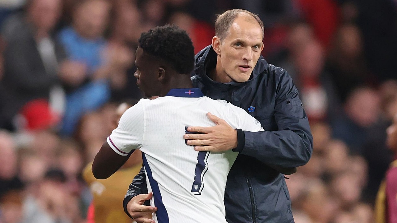 Bukayo Saka dan pelatih timnas Inggris, Thomas Tuchel