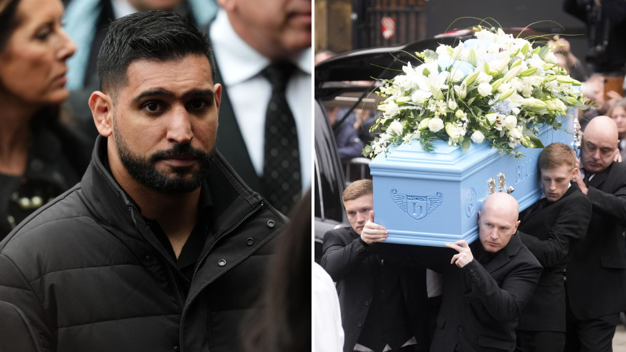 Amir Khan (kiri) terlihat menghadiri upacara pemakaman Ricky Hatton. (Foto: AP)