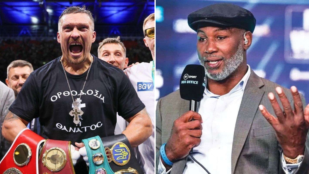 Lennox Lewis (kanan) dan Oleksandr Usyk. (Foto: Fight TV)