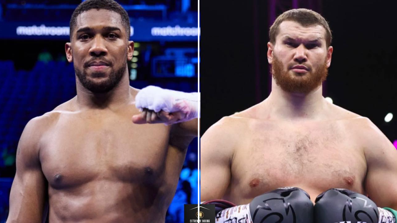 Arslanbek Makhmudov (kanan) dan Anthony Joshua. (Foto: Fight TV)