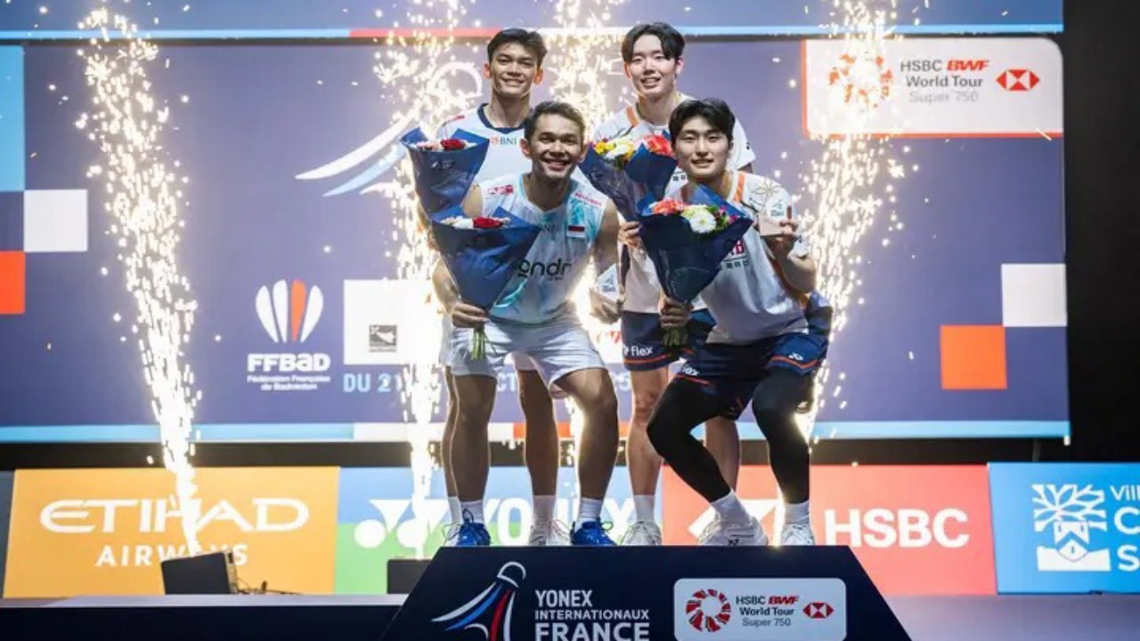 Podium Ganda Putra French Open 2025/[Foto:PBSI]