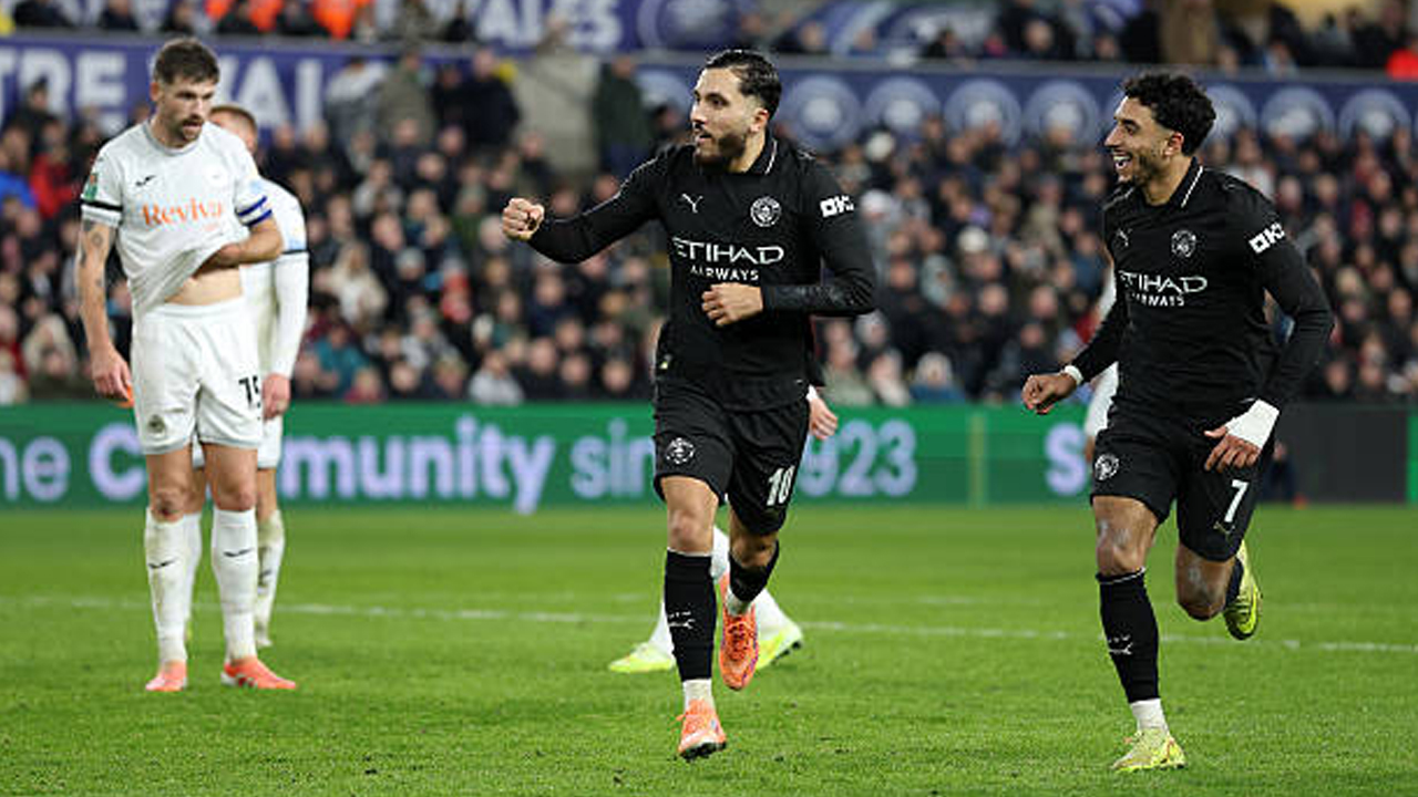 Hasil Pertandingan Carabao Cup: Swansea City 1-3 Manchester City