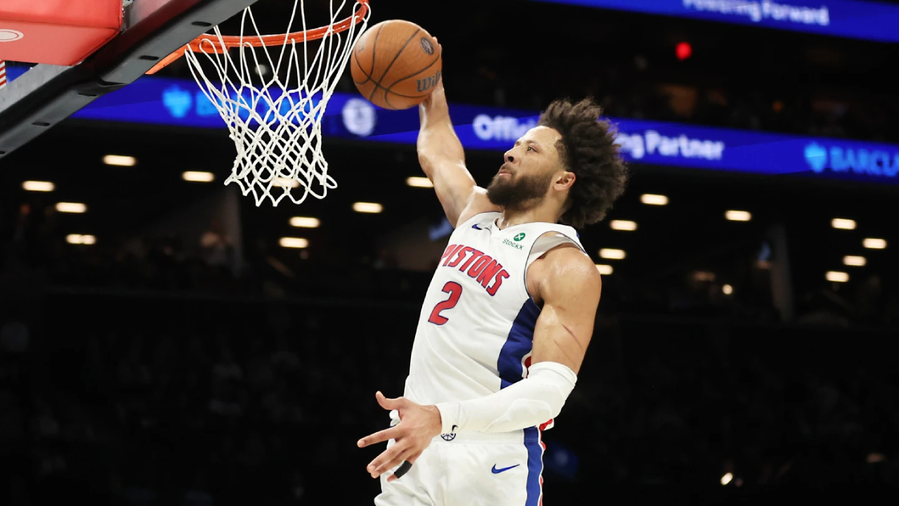 Cade Cunningham mencetak 34 poin saat Detroit Pistons meraih kemenangan 125-107 atas Brooklyn Nets pada Jumat (7/11) dalam pertandingan NBA Cup. (Foto: NBA)