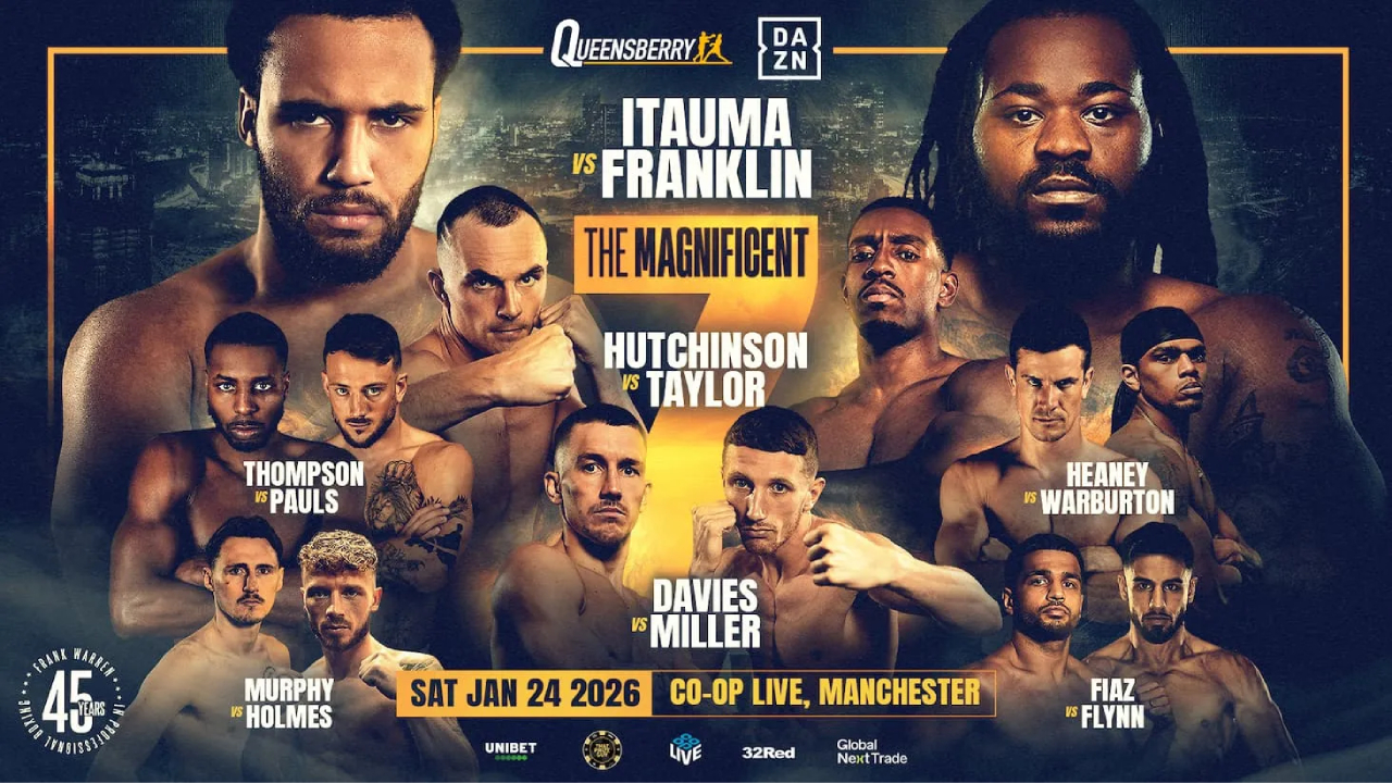 Moses Itauma vs Jermaine Franklin merupakan pertandingan utama dalam acara “Magnificent 7” yang diselenggarakan oleh Queensberry Promotions. (Foto: Fight TV)