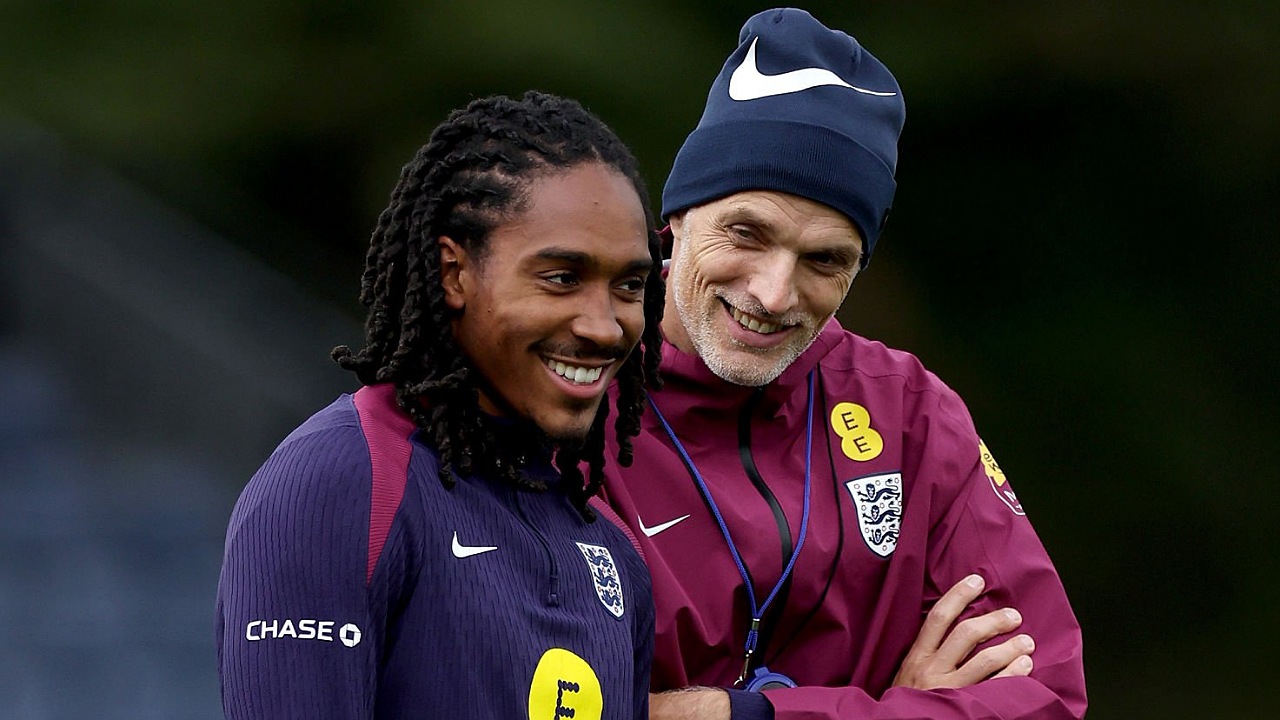 Djed Spence dan pelatih timnas Inggris, Thomas Tuchel