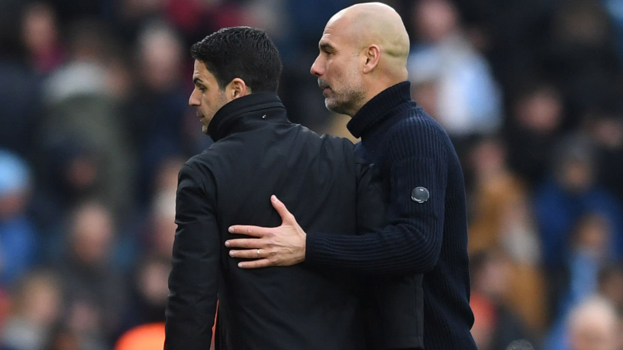 Mikel Arteta dan Pep Guardiola.