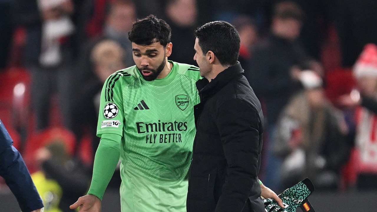 David Raya dan manajer Arsenal, Mikel Arteta