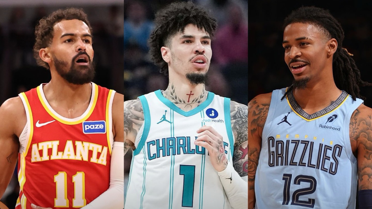 Dari kiri ke kanan: Trae Young, LaMelo Ball, Ja Morant. (Foto: AP)