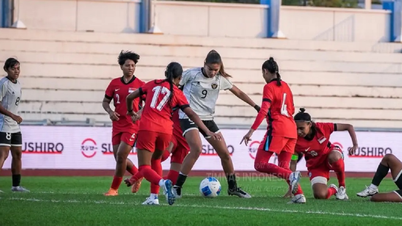 Timnas putri Indonesia di laga kontra Singapura
