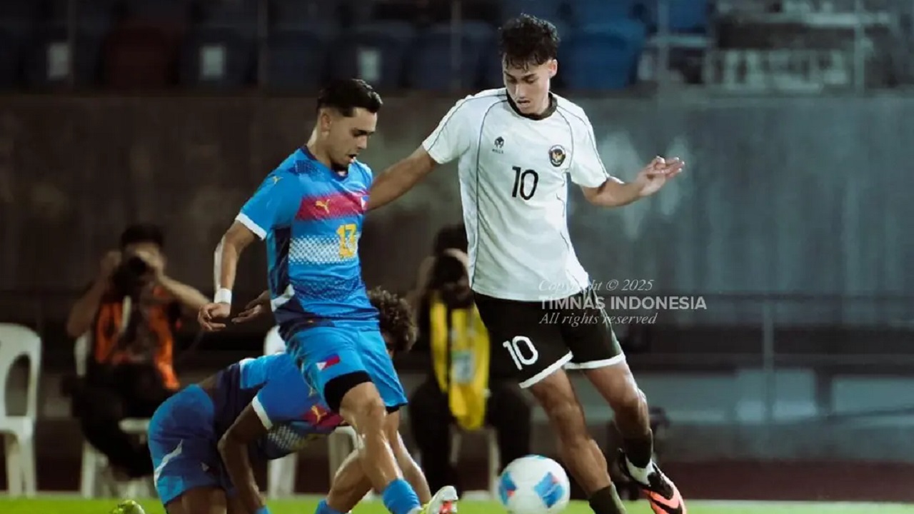 Penyerang timnas Indonesia U-22, Rafael Struick di laga kontra Filipina