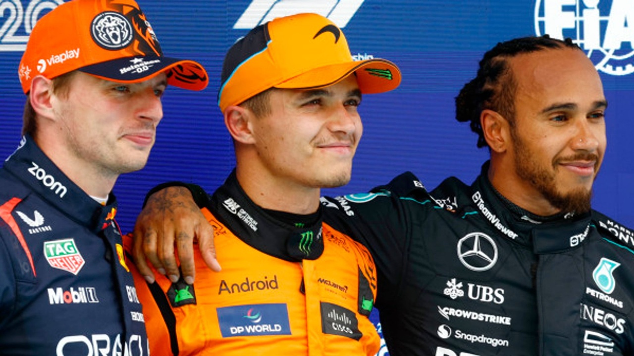 Max Verstappen, Lando Norris dan Lewis Hamilton F1 2025