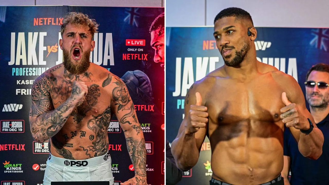 Anthony Joshua (kanan) dan Jake Paul. (Foto: Fight TV)