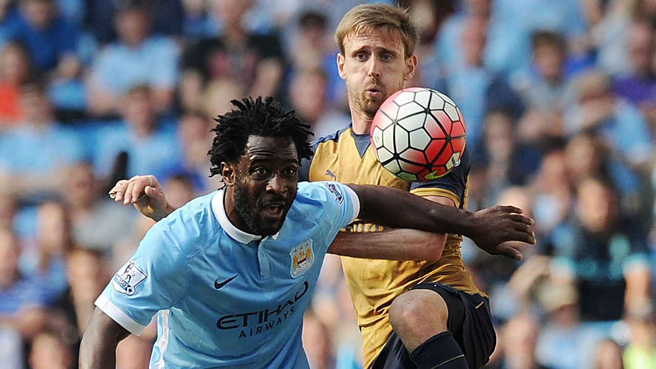 Wilfried Bony saat bermain untuk Manchester City melawan Arsenal