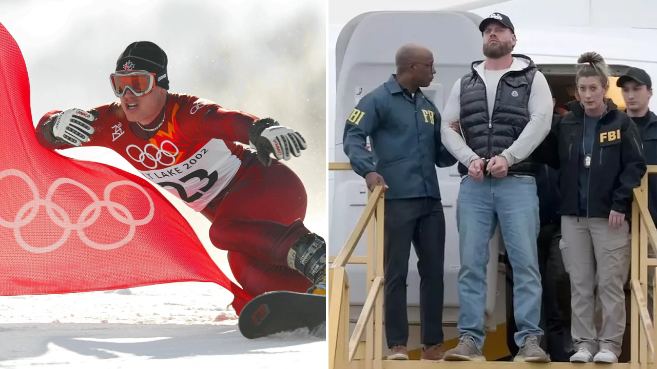 Ryan Wedding beraksi di Olimpiade Musim Dingin 2002 (kiri) dan saat tiba di California usai ditangkap di Meksiko. (Foto: AP)