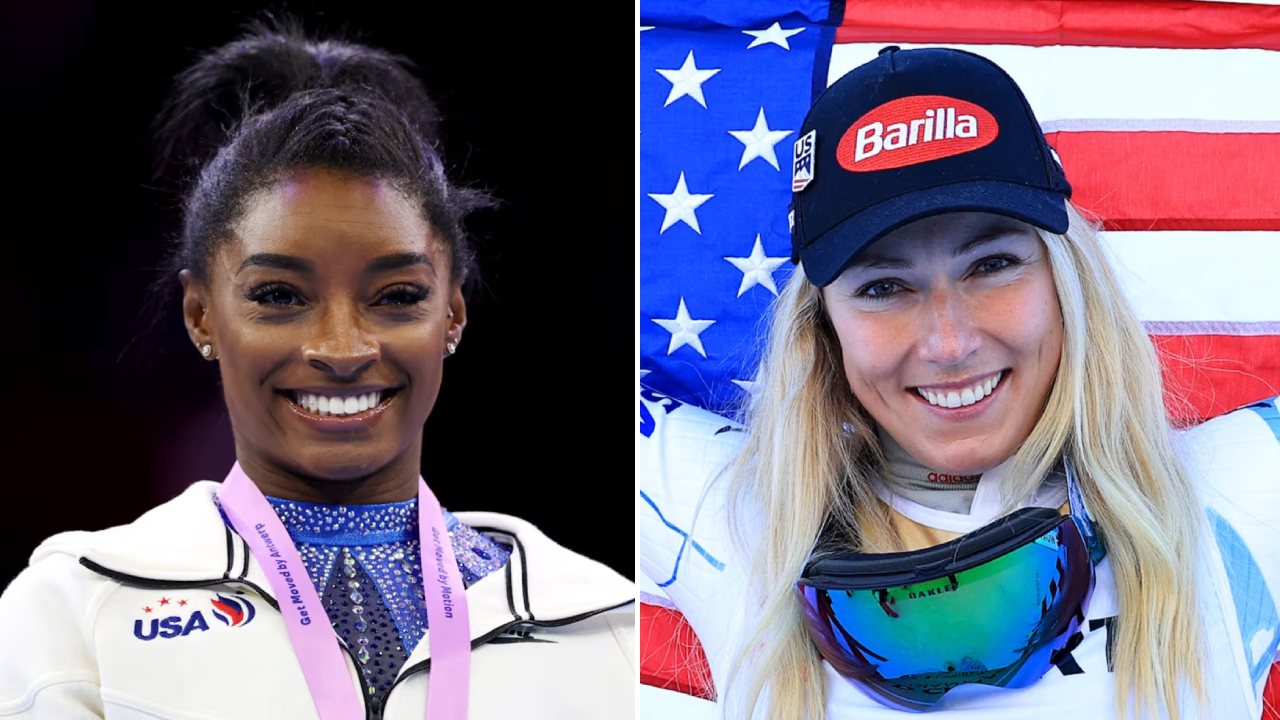 Simone Biles (kiri) dan Mikaela Shiffrin. (Foto: AP)
