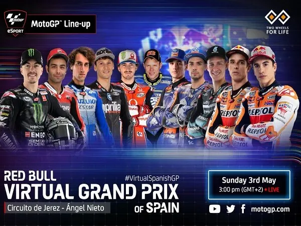 Susunan Pebalap MotoGP, Moto2 dan Moto3 dalam Virtual Grand Prix Spanyol