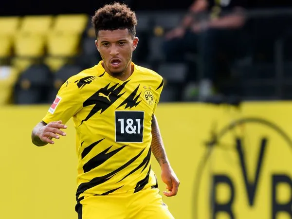 Jadon Sancho saat tampil bersama Borussia Dortmund di laga persahabatan kontra Paderborn.