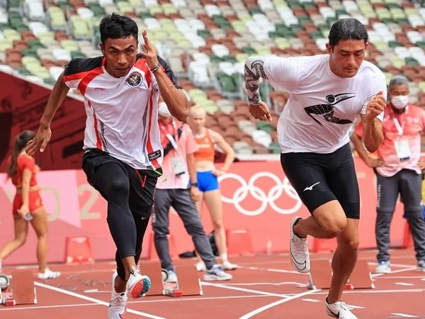Lalu Muhammad Zohri ketika sedang latihan.