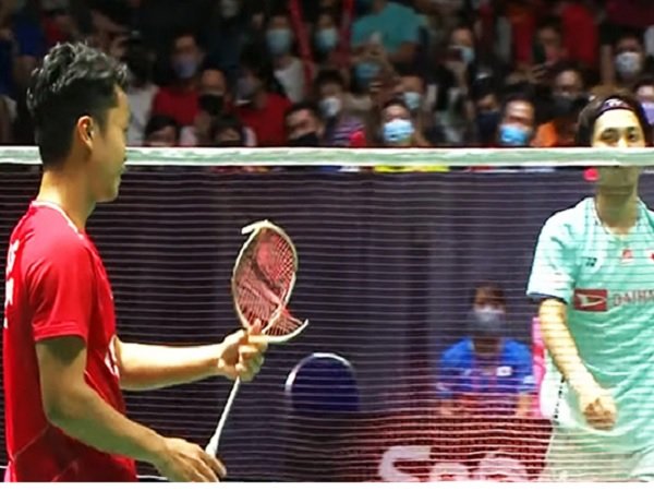 Melihat Momen Banting Raket Anthony Ginting di Final Singapore Open 2022