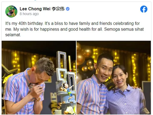 Lee Chong Wei Rayakan Ulang Tahun ke-40 Bersama Keluarga