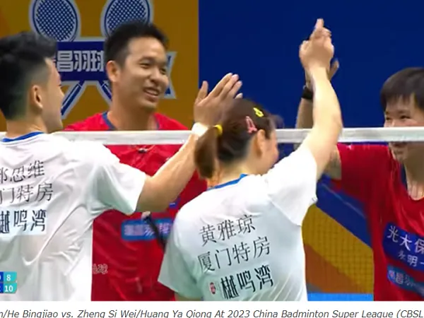 Hendra Setiawan/He Bingjiao Vs Zheng Siwei/Huang Yaqiong di CBSL 2023