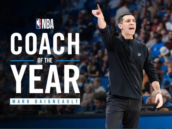 Mark Daigneault bergabung dengan Scott Brooks (2010) sebagai satu-satunya pelatih Thunder yang memenangkan penghargaan ini. (Foto: NBA)