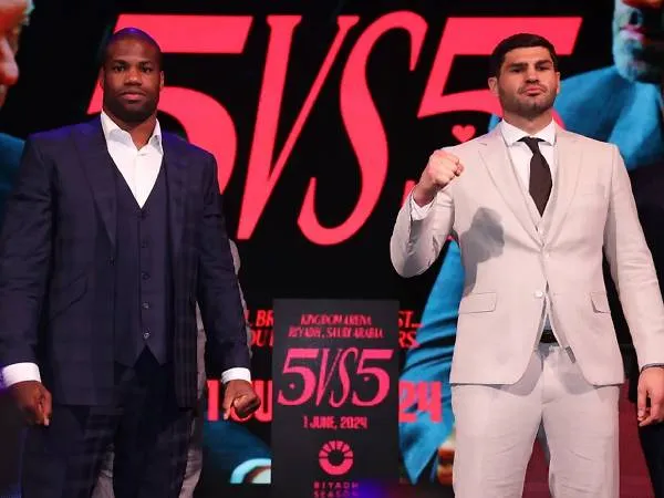 Filip Hrgovic (kanan) dan Daniel Dubois. (Foto: Ring TV)