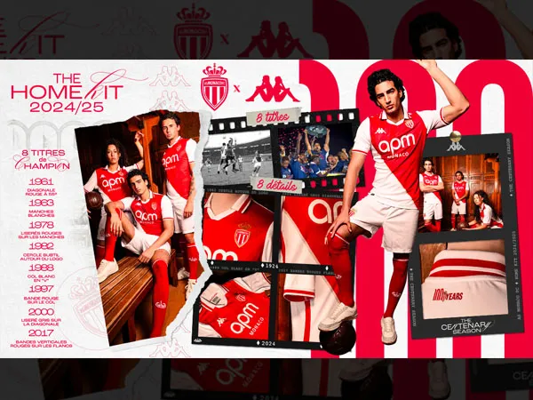 Rayakan Seabad Berdirinya Klub, AS Monaco Rilis Seragam Kandang 2024/25