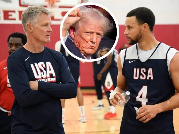 Steve Kerr (kiri) dan Steph Curry merespons insiden penembakan terhadap mantan presiden AS Donald Trump. (Foto: AP)